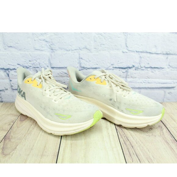 Hoka One One Clifton 9 White Mesh Breathable Marathon Sneaker Shoes Size 10 B - Picture 3 of 9